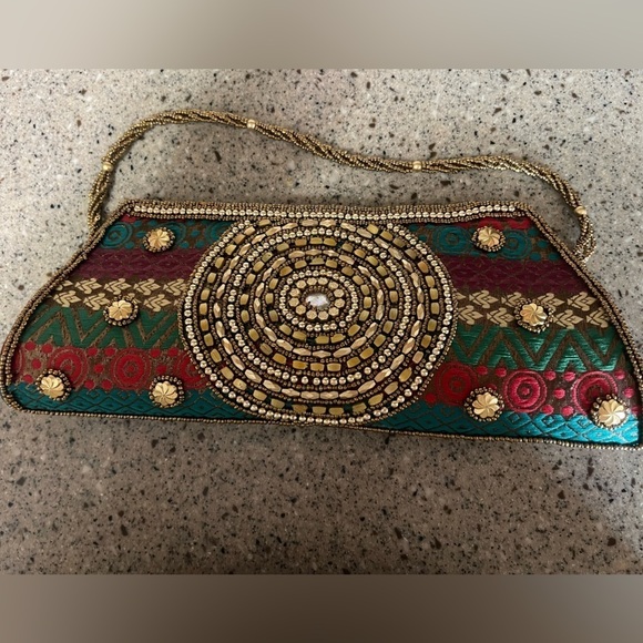 Embroidered Hand Beaded Small Evening Purse - Picture 3 of 4